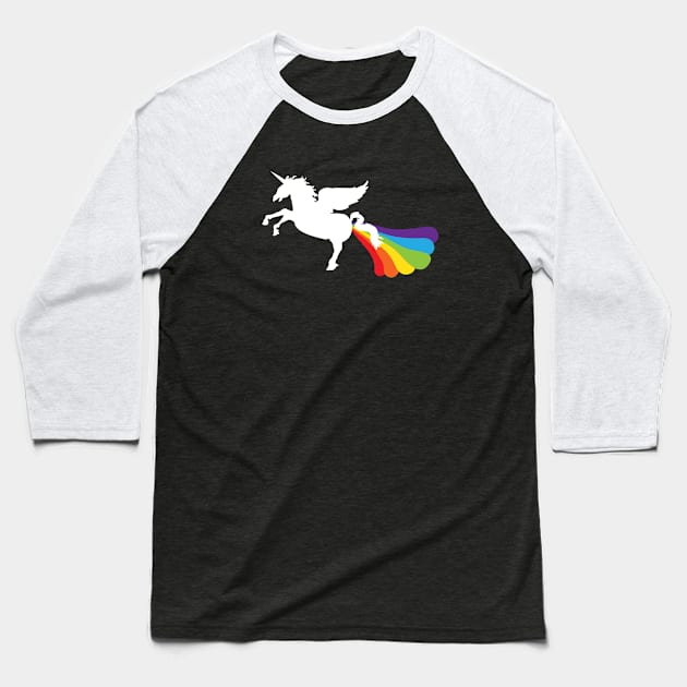 Unicorn Pooping Rainbows Funny LGBT Pride Baseball T-Shirt by ProudToBeHomo